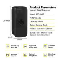 Distributeur de savon liquide mural moderne en ABS rechargeable, 800 ml, distributeur de savon liquide manuel à pression