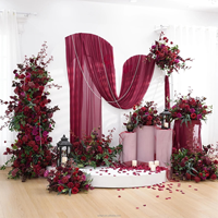Fleurs artificielles pour mariage : Ensemble d'arrangements floraux en soie rouge, centre de table en boule de roses artificielles, arche de fleurs pour mariage