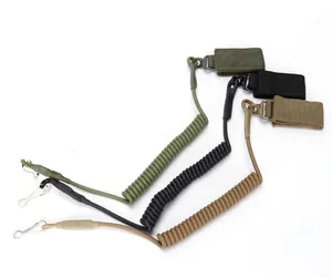 Taktis Molle Airsoft Coil Gun Sling elastis tali Pistol Band untuk Handgun Walkie Talkie aman Musim Semi Sling Lanyard