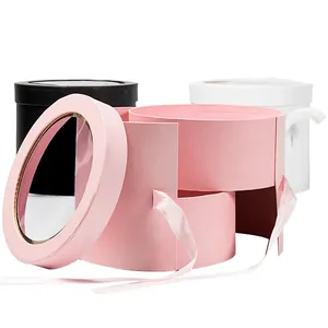 Luxury floral <b>gift</b> packaging in circular paper <b>boxes</b>, customizable according to needs - Product Image 3