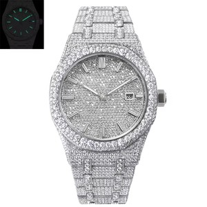 Expédition directe - Montre de luxe pour homme GEZFEEL en acier inoxydable avec bracelet en moissanite, verre saphir, affichage de la date lumineux - Product Image 2