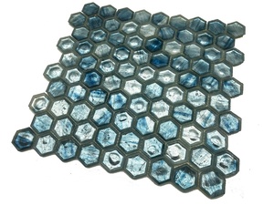 Nhà máy bán màu xanh hình lục giác kính màu khảm trang trí phòng tắm tấm Tường trang trí 3D tấm Tường cho khách sạn - Product Image 2