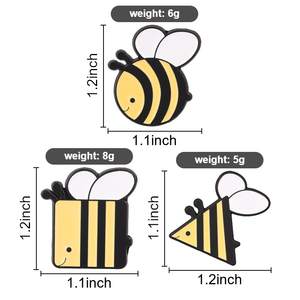 Ensemble de broches en émail géométriques mignonnes en forme d'abeille, rondes, carrées et triangulaires, pour la décoration de sacs à dos - Product Image 6