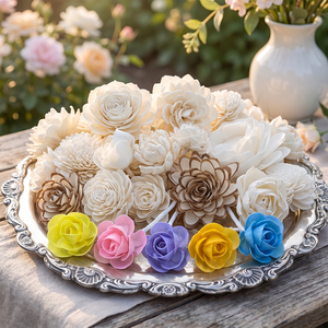 Diffuseur <span class=keywords><strong>de</strong></span> roseaux en <span class=keywords><strong>bois</strong></span> solaire, fleurs colorées, fait à la main - Product Image 1