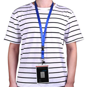 Cross-border woven <b>polyester</b> heat transfer detachable ID card <b>lanyard</b>, multi-color name tag/ID card <b>lanyard</b>, logo printable. - Product Image 4