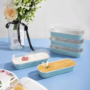 Sky Blue Mini Loaf with Lids Individual Cake Disposable Portable Stackable, 6.8Oz <b>Aluminum</b> Pans Tins, Dessert Cups Party - Product Image 4
