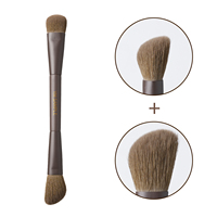 Ensemble de pinceaux de maquillage fonctionnels à double extrémité pour cheveux végétaliens super doux Ensemble de pinceaux de maquillage pour contour en poudre couleur café intégré