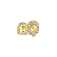 2 pièces Grillz dentaires préfabriqués pour femmes, motif cœur ouvert, en laiton plaqué or 18 carats avec zircone cubique