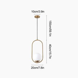 Lámpara de Techo Moderna de Estilo Nórdico con Colgante de Latón, Pantalla de Cristal Blanco Leche, Forma de Bola Redonda, para Decoración - Product Image 3