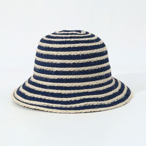 Sombrero de Sol de Yute Natural Blanco y Negro, Nuevo Modelo Verano 2025, Sombrero de Pescador a Rayas con Cuerda, Estilo Vintage para Mujer - Product Image 3