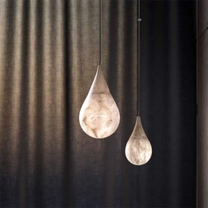 Faux Marble Pendant <b>Light</b> Resin Oval LED <b>Chandelier</b> For Restaurant Bar Hotel Bedroom - Product Image 3