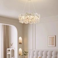 Lustre de salon moderne simple et luxueux de designer français, lumière suspendue à fleurs chaudes pour salle à manger, chambre principale, matériau en verre
