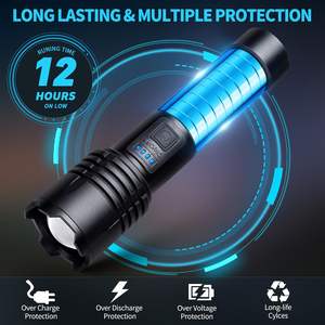 Lampe torche LED tactique de camping et d'extérieur super lumineuse 10000 lumens, 3 modes, étanche, rechargeable par USB, avec fonction de banque d'alimentation - Vente en gros - Product Image 6