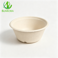 SUMKOKA 120*45 mm Bol à dessert en fibre de canne à sucre naturelle et blanche, jetable, compostable, en bagasse, pour crème glacée, vente en gros
