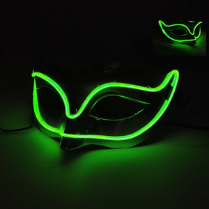 Vente flash : 10 couleurs de masques de fête en PVC, masques lumineux <span class=keywords><strong>à</strong></span> LED, masques de fantôme d'Halloween, demi-masque en fil lumineux pour décoration de mascarade - Product Image 6