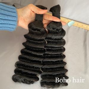 Precio al por mayor: Trenzas Boho para el cabello, cabello virgen a granel, liso sedoso, ondulado, color natural 99J, marrón, rubio miel, cabello vietnamita. - Product Image 1