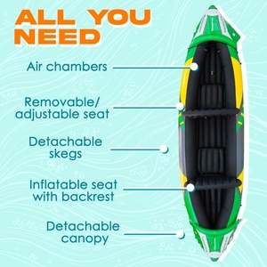 Kayak gonflable en PVC pour 2 personnes, 320 cm, avec auvent solaire amovible exclusif, couleur verte, pour adultes, sports nautiques en plein air - Product Image 2