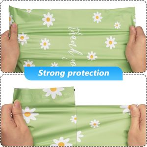 100 Pcs 10x13 Inch Chrysanthemum Printed <b>Poly</b> <b>Mailers</b>, Waterproof Tear-Resistant Thank You Shipping <b>Bags</b>, Self-Adhesive <b>Cute</b> Mai - Product Image 5