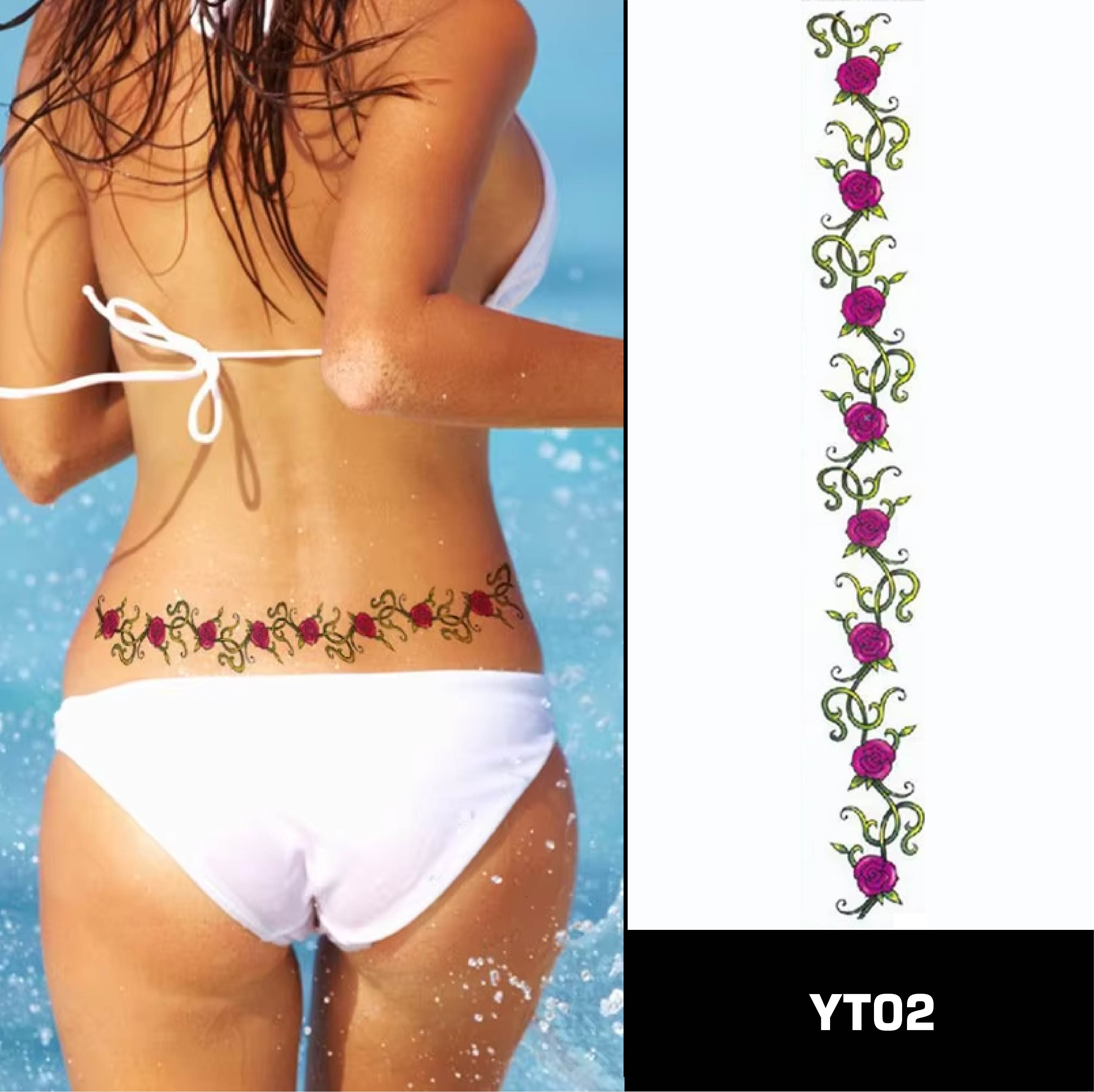 Sexy Flower Lower Back Tattoo Designs - Temporary Stickers