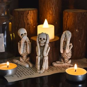Figuras de Esqueleto en Pose de Yoga para Fiesta de Halloween, Estatuas en Forma de Calavera, Pequeñas Esculturas de Resina, Adornos Decorativos - Product Image 3