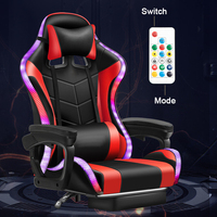 Chaise de jeu inclinable en cuir pour PC de course, avec repose-pieds et éclairage LED – Prix abordable