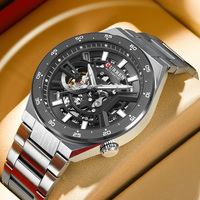 Nouvelle montre mécanique automatique CURREN 8486 avec cadran squelette ajouré pour homme, bracelet en acier inoxydable de 42 mm, luxe, sport, affaires, lumineuse