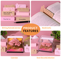 Bloc-notes 3D personnalisé, calendrier, arbre de cerisier, boîte à lumière, décoration de bureau, bloc-notes, papeterie, cadeau d'anniversaire pour fille, cadeau de Noël pour enfants
