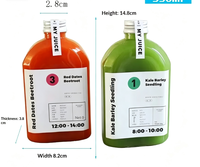 Bouteille plate jetable en PET de 350 ml pour jus de fruits et légumes fraîchement pressés et thé au lait