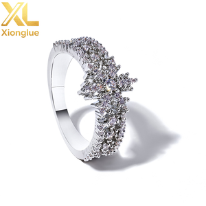 Luxury Hollow Out <b>Cross</b> Snowflake <b>Ring</b> <b>Silver</b> Plated Iced Out Bling CZ Stones Diamond Cut Design Fine Jewelry - Product Image 1