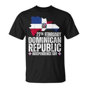 Camiseta del Día de la Independencia de República Dominicana, Ropa Promocional Personalizada con Bandera y Mapa para Celebración - Product Image 1