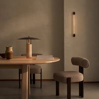 Lampe de table moderne et simple en travertin, abat-jour LED en forme de champignon, lampe de bureau de luxe pour chambre à coucher et salon