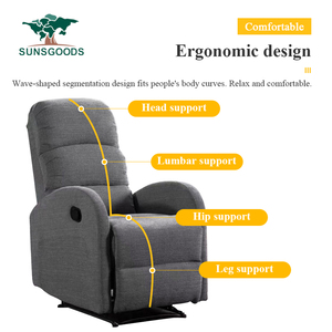 High Quality Modern Single <strong>Recliner</strong> Sofa Chair Manual Leather Upholstery with Fabric for Living Room Furniture Rocker Standard - Product Image 4