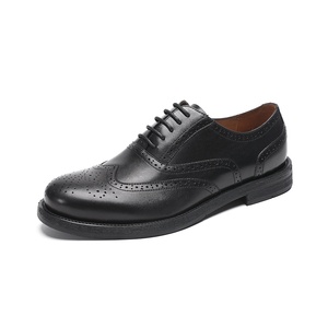 Chaussures habillées d'été en cuir véritable pour hommes, à lacets, style brogue sculpté, durables, pour mariage - Product Image 1