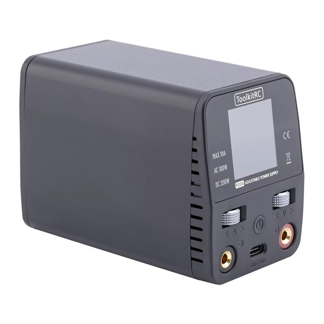 ToolkitRC P200 V2 Mini Desktop Power Supply Charger AC100W DC200W Dual Input Mode 1-30V 1-10A for FPV Racing Drone Accessories