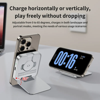 Chargeur sans fil 2 en 1 avec support métallique magnétique puissant, pliable et portable pour les voyages en extérieur, la maison, le bureau