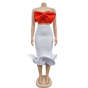 Conjunto de 2 Piezas para Mujer, Top Corto con Lazo y Falda Tutú, Estilo Veraniego, Disponible para Entrega Inmediata - Product Image 5