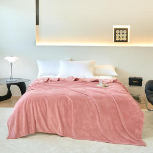 Manta Ligera 100% Poliéster de Color Sólido a Rayas, de Una Sola Capa, de Doble Uso, con Selección de Múltiples Tamaños, Estilo Europeo-Americano de Invierno - Product Image 6