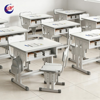 Ensemble table et chaise d'écolier en métal pour salles de classe, hauteur réglable, mobilier métallique pour l'étude des enfants du primaire