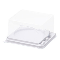 Boîte d'emballage alimentaire carrée transparente en PET de 4 pouces pour gâteau au lait frais, mousse, mille-feuille, fromage à emporter