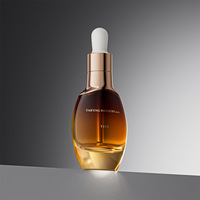 Luxus Bernstein Farbe anpassbar 15ml 30ml flache ovale Flaschen für ätherische Öle Silber Roségold Glas Serum Tropf flasche