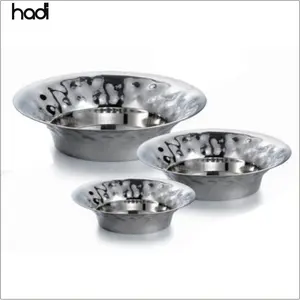 Banquet decoration items cold food salad bowl german silver hammered stainless steel wire large unique fruit bowl