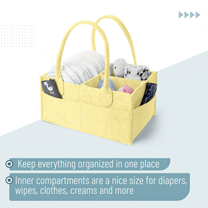 Organizador de Pañales de Fieltro con Diseño de Limón, Contenedor de Almacenamiento para Guardería y Organizador de Coche para Pañales - Product Image 4