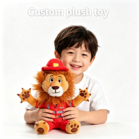 Peluche Lion Personnalisée au Design Populaire, Lion en Uniforme de Pompier, Jouet en Peluche Doux, Lion de Dessin Animé, Animal en Peluche
