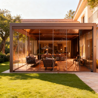 Pergola intelligente en aluminium pour extérieur 3x3m 3x4m 6x4m, avec toit à lames orientables automatisé et capteur météo, étanche, personnalisable, pour balcon naturel