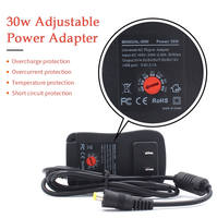 Adaptateur secteur certifié CE ROHS 30W, entrée 110V-240V, chargeur de bureau à commutation 2.0A, système de sécurité à protections multiples