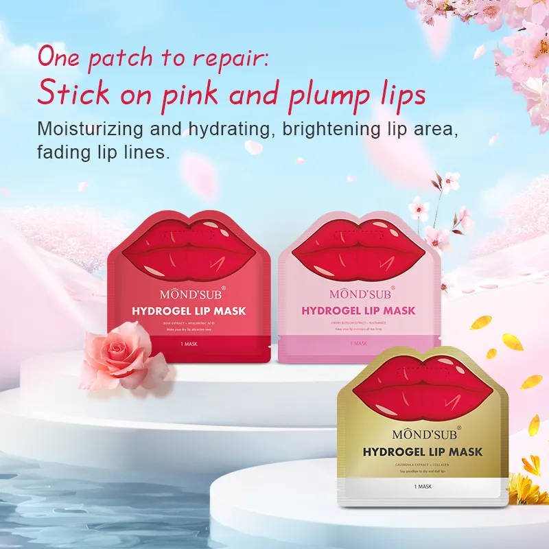 Koreaans Veganistisch Goud Roze Vochtinbrengende Lipverzorging Hydrogel Lipmasker Hydraterend Voller Kristal Collageen Lipmasker