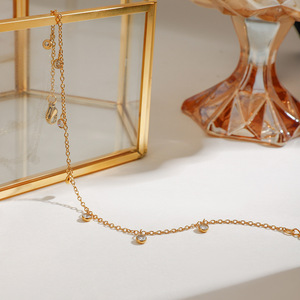 Stainless Steel Zircon <b>Anklet</b> 18K <b>Gold</b> Plated Chain Bezel Setting Gift Jewelry - Product Image 3