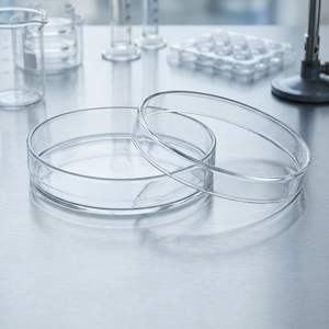 Placa de Petri P003-21-00-J de 90 mm. Pipeta cuentagotas de vidrio borosilicato premium, directo de fábrica, para cosméticos y productos farmacéuticos de Tailandia. - Product Image 1