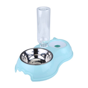 Juego de dispensador automático de agua y comida para perros y gatos Alimentador de mascotas de silicona y acero inoxidable desmontable ecológico - Product Image 1