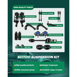 Kit de suspension avant 12 pièces en acier allié, bras de suspension, rotules, embouts de biellettes pour remplacement inférieur 2009-2013 - Product Image 2